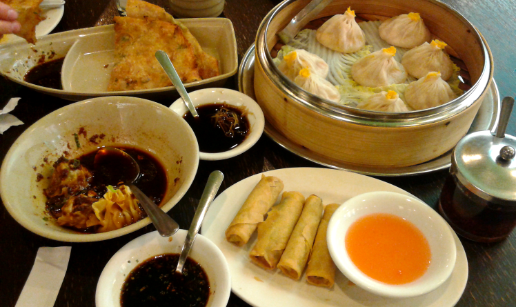 Sunday brunch included scallion pancakes, Shanghai spring rolls, wonton szechuan style, and crab meat and pork soup dumplings.